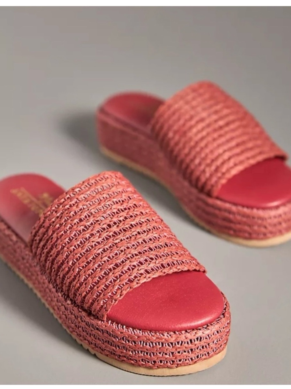 Anthropologie Matisse Montego Platform Slides in Coral Red
